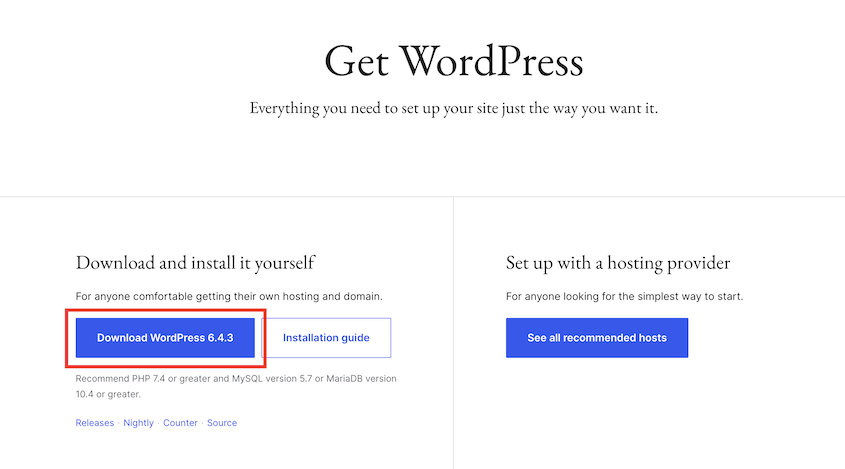 Download WordPress software