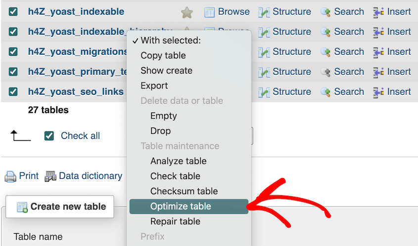 Optimize WordPress database tables