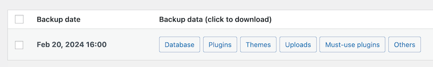 UpdraftPlus download backup files