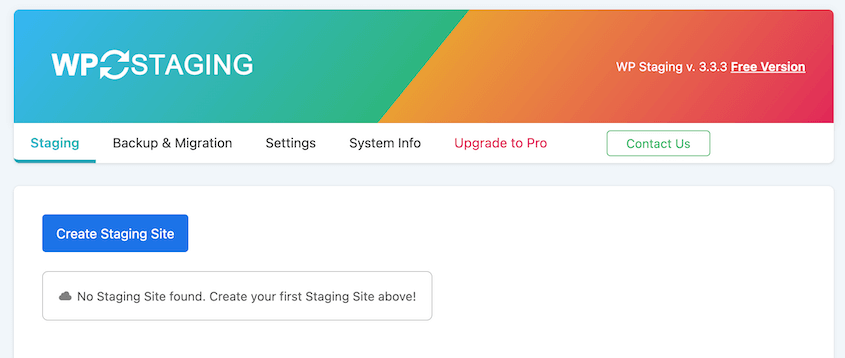 WP Staging set up staging site