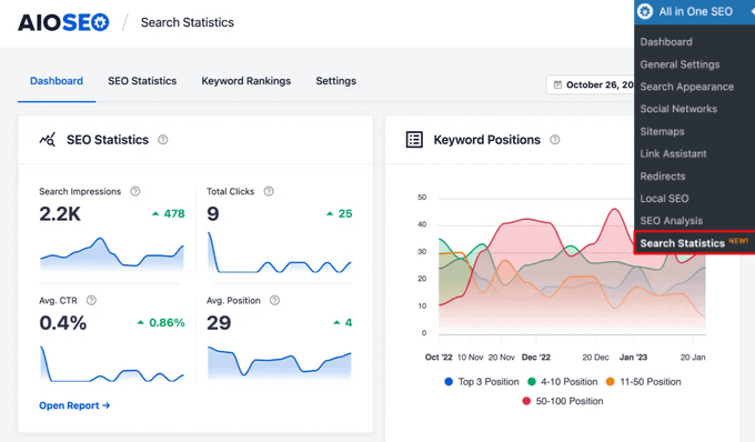 AIOSEO search statistics