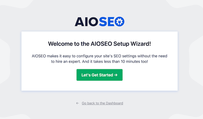 AIOSEO setup wizard