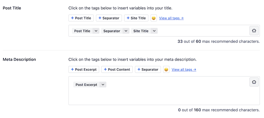 AIOSEO title and meta description editor