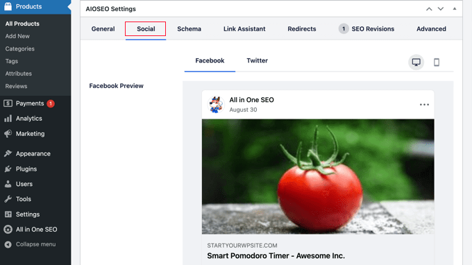 AIOSEO WooCommerce preview