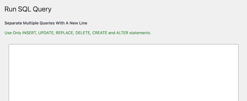 Run SQL query in WP-DBManager