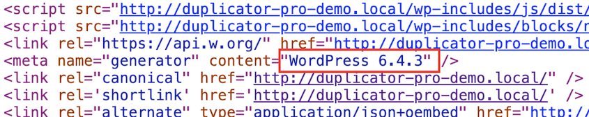 Source code WordPress version