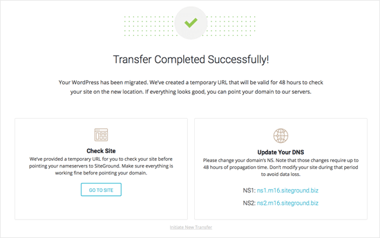 Successful SiteGround migration