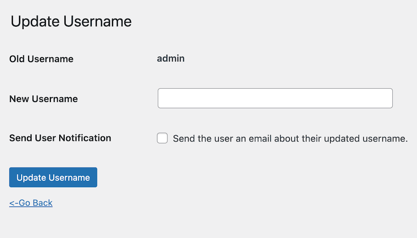 Update WordPress username