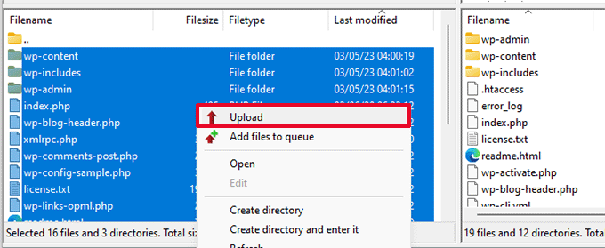 Re-upload core WordPress files