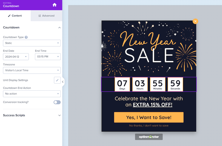 Edit countdown timer