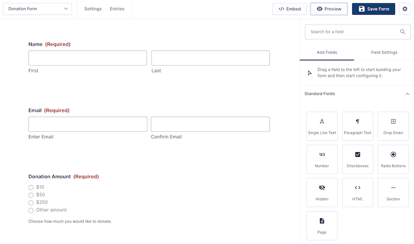 Gravity Forms editor