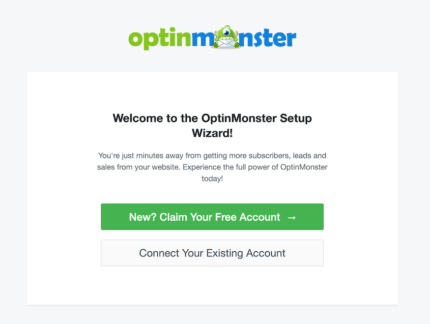 OptinMonster setup wizard