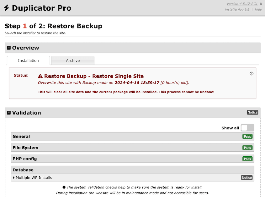 Remote backup restoration