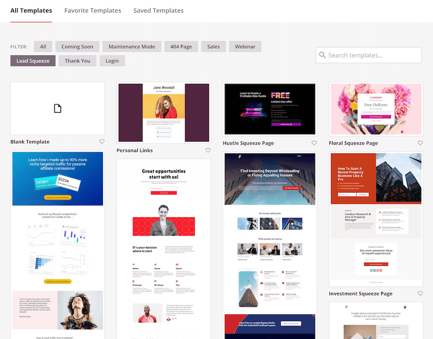 SeedProd lead squeeze templates