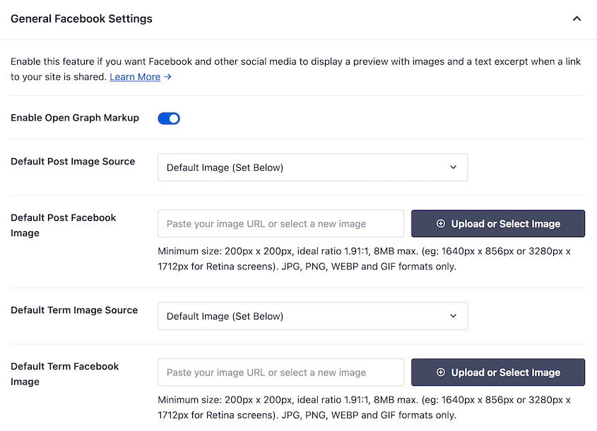 AIOSEO Facebook settings