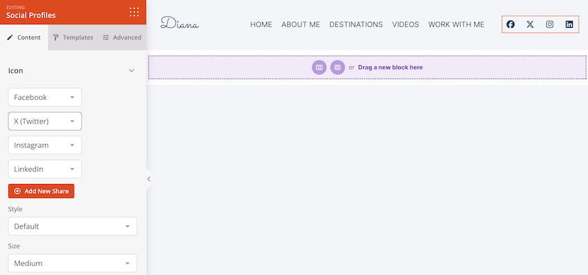 SeedProd header with social icons