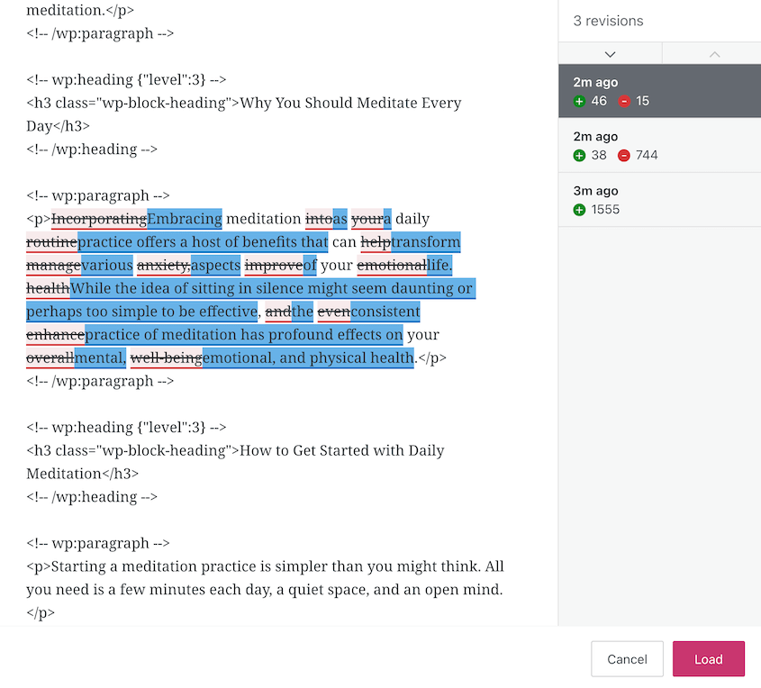 WordPress.com post revisions