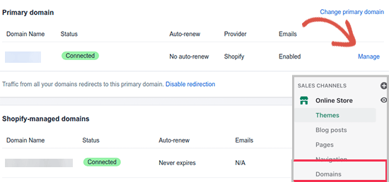 Shopify domain