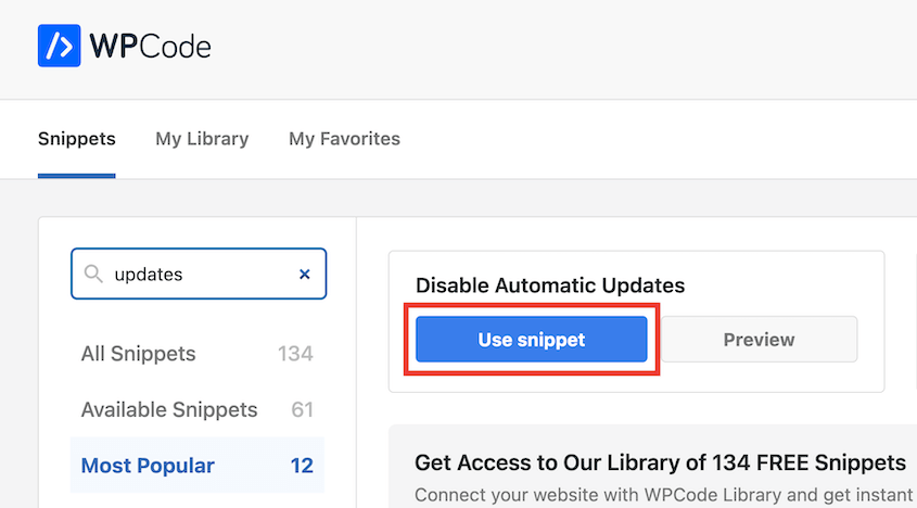 WPCode disable WordPress auto updates
