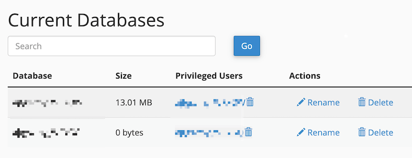 Database credentials