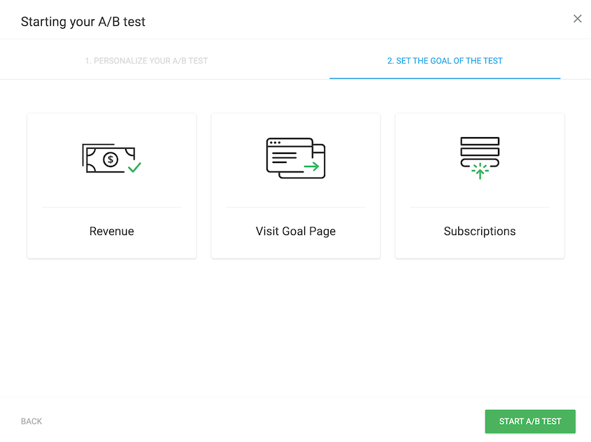 Thrive Optimize A/B test goals