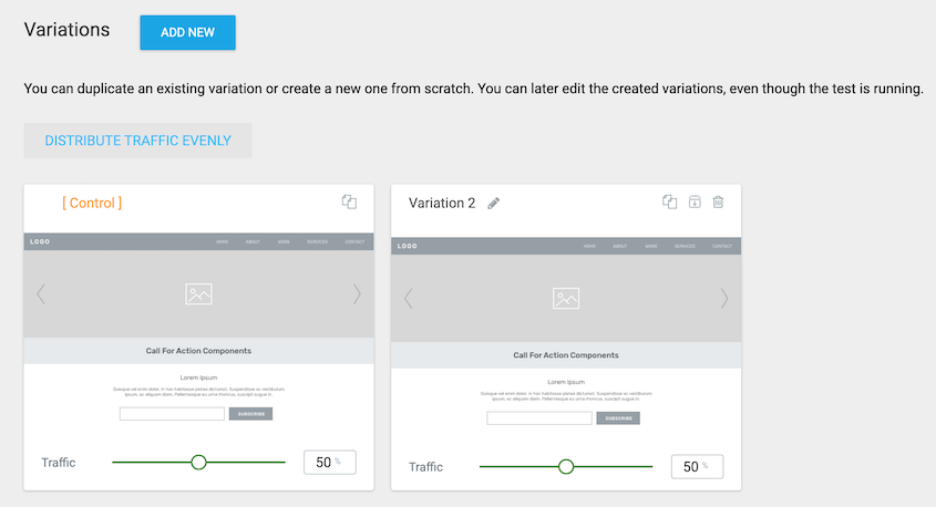 Thrive Optimize A/B test